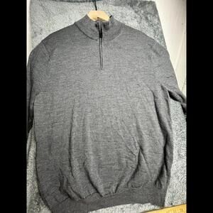 Jos A Banks Traveler 100%‎ Merino Wool 1/4 Zip Sweater Gray X Large